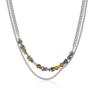 Collier pendentif en acier inoxydable pour femme, perle ronde en argent, épissage à la mode, cadeau de bijoux