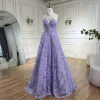 robe de bal de luxe pour femmes, asymétrique épaule dénudée, ligne a, avec des appliques en dentelle, arabe, lilas, sur mesure, la72619, 2025