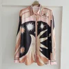 ensemble luxueux en satin de soie, mode baroque, pantalon à jambes larges, chemise, ensemble deux pièces, simulation haut de gamme, élégant, tendance, tenue pour femmes