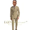 veste et pantalon à double boutonnage pour garçons, beige, formel, élégant, personnalisé, fête de mariage, vacances, décontracté, 2 pièces