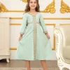 robe musulmane pour filles, abaya de dubaï à manches longues, vêtements pour enfants, abaya brodé pour eid al fitr ramadan de 4 à 12 ans