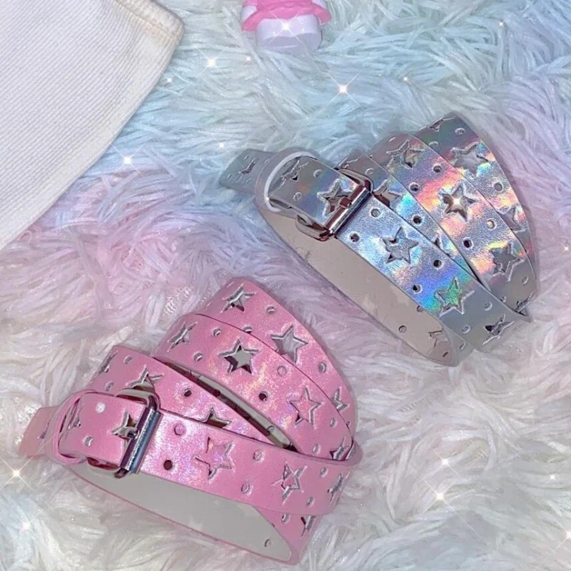Ceinture pentagramme ajourée Y2k pour femmes, Harajuku Hip-hop Y2K, Style coréen Ins, étoile Goth, sous-culture, personnalité Laser
