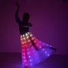 voiles de soie lumineux led pour performance, couleur arc en ciel, voile rectangulaire, danse du ventre, costumes de cirque, spectacle de festival, accessoires