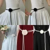 Luxueuse corde de taille florale blanche bohème pour femme ; Charmant ceinture de robe avec un style unique
