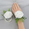 bracelet de corsage de poignet pour demoiselles d'honneur, accessoires de mariage, fleurs de roses pe, manchette artificielle, décor de fête de mariage