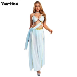 Robe de danse du ventre égyptienne arabe pour femmes, avec ceinture, col licou, détail de fleur en métal, paillettes, pompon, ourlet fendu à la taille