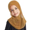turban en dentelle avec biscuits pour filles musulmanes, casquettes hijab pour enfants, une pièce, écharpe islamique amira, châles sous écharpe, vêtements de sauna, chapeaux ronds, convient aux filles de 2 à 6 ans