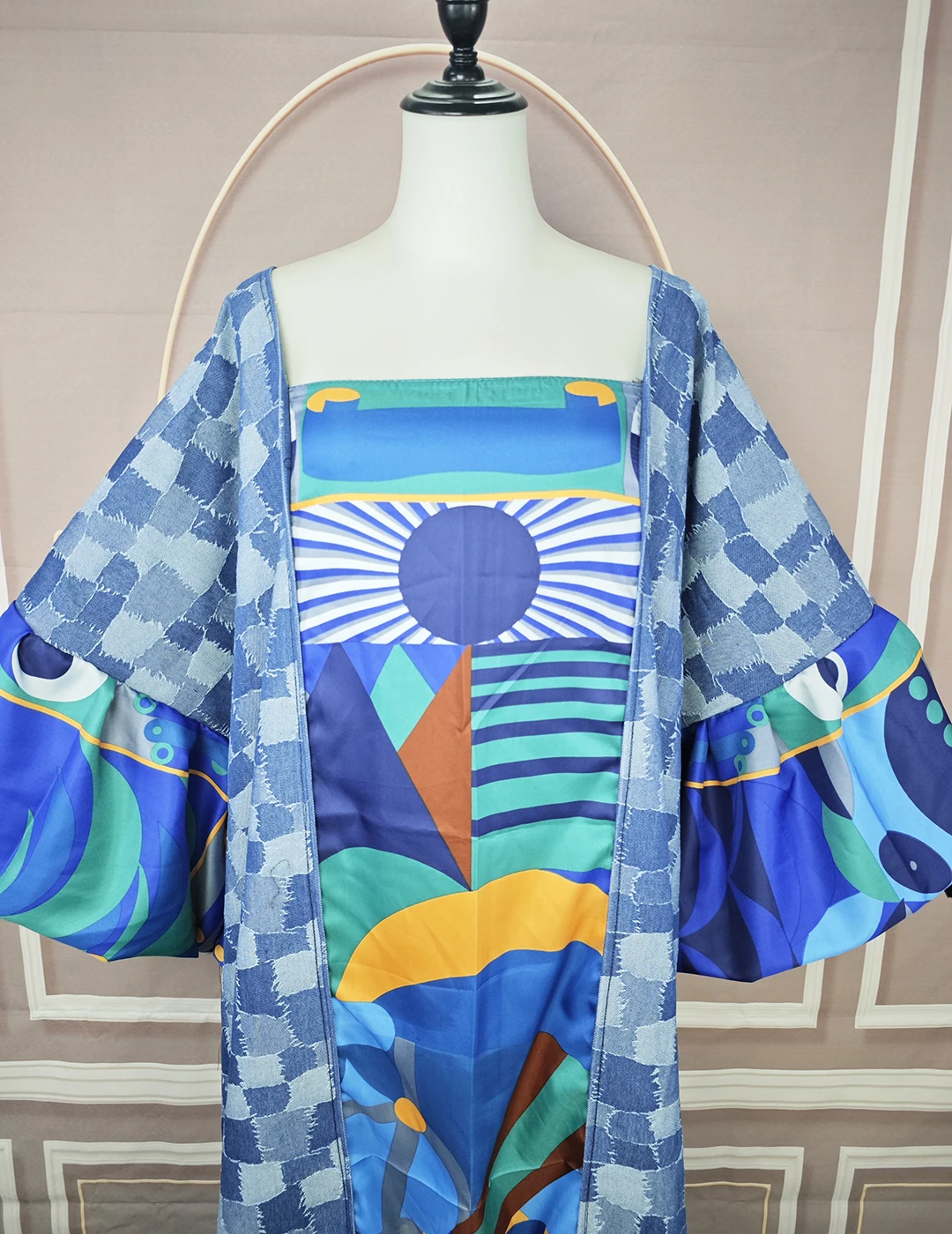 robe caftan en denim à manches volantées pour femmes, mode africaine, décontracté, europe, haute qualité, adt, longue abaya, printemps, offre spéciale, nouveau