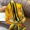 foulard coréen luxe foulard en soie élégant motif lotus en mousseline de soie châle enveloppement impression doux femmes hijab châles femme