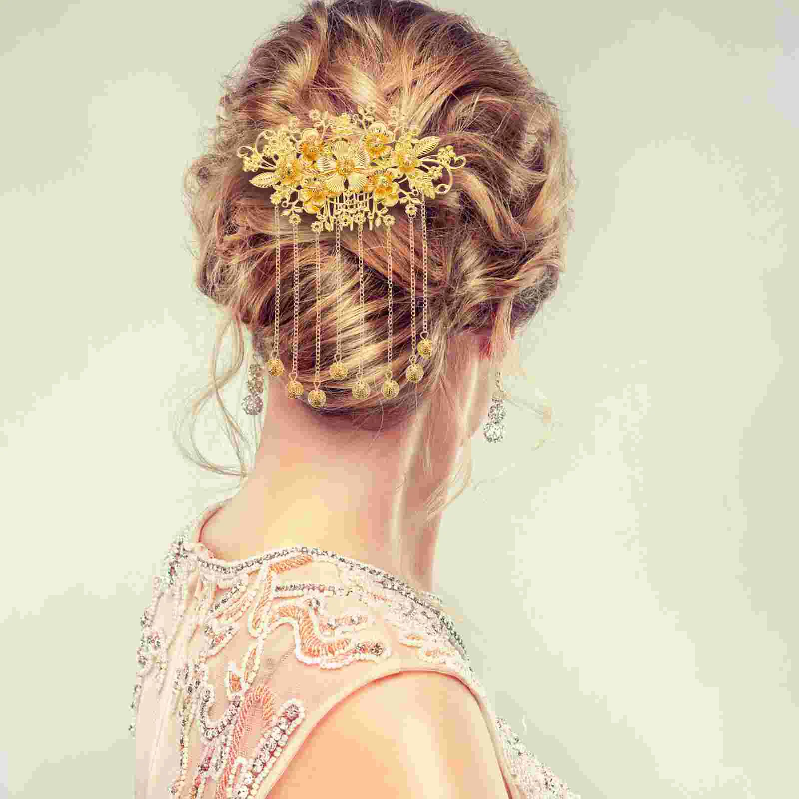Accessoire pour cheveux de mariage, accessoires traditionnels Vintage pour mariée, épingle à cheveux, pompon, Clip chinois, décor