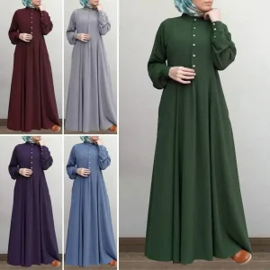 Abaya – Robe longue musulmane rétro, décontractée, taille ample, col rond, grande balançoire, en coton, couleur unie, Patchwork, printemps