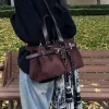 sacs à main en daim souple pour femmes, design avec boucle de ceinture d'hiver, sacs à poignée supérieure, sac à bandoulière de grande capacité, sacs à main de styliste