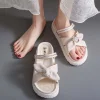 sandales décontractées 2 en 1 à semelles épaisses, pantoufles élégantes à bout ouvert avec nœud papillon, chaussures d'été pour femmes, pantoufles de plage pour dames