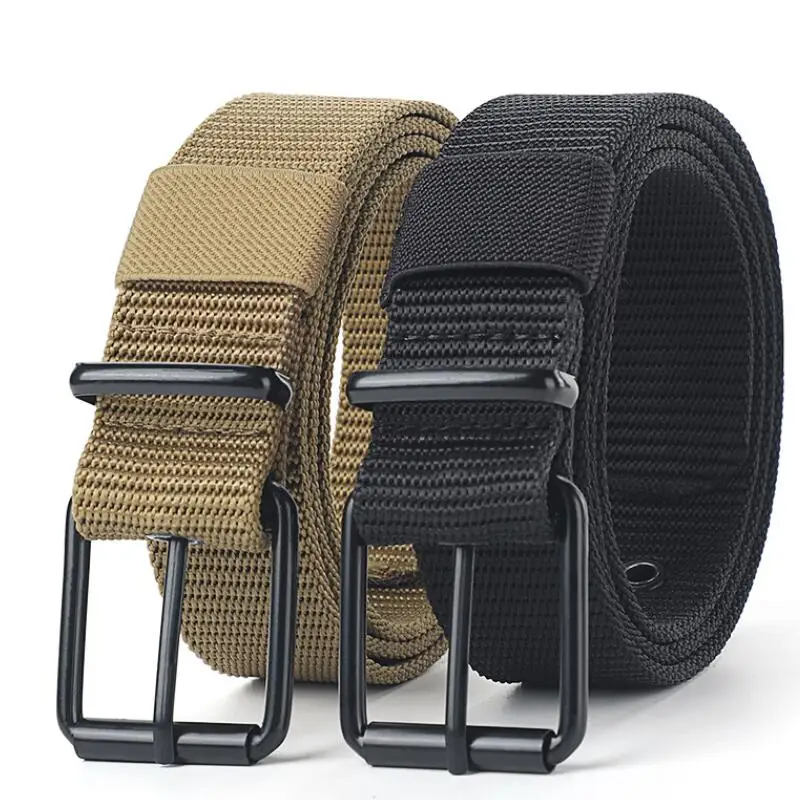 Nouvelles ceintures en toile à boucle ardillon poreuse pour hommes, ceinture polyvalente à la mode pour étudiants et jeunes, formation militaire, ceinture de styliste en Denim étendue