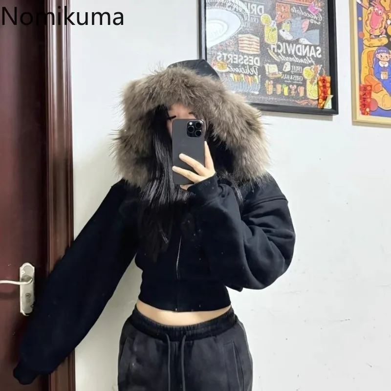 Manteau gothique noir à capuche pour femmes, Harajuku, fermeture éclair, Swratshirts, Vintage, haut court, coréen, épais, mode, vestes décontractées Y2k
