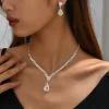 ensemble de bijoux de mariée de luxe vintage, élégant, collier et boucles d'oreilles en zircon, tempérament exquis, bracelet en strass, mariage