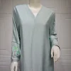 abaya ouverte à manches longues pour femmes musulmanes, kimono ethnique du ramadan, caftan arabe marocain, broderie solide modeste, turquie