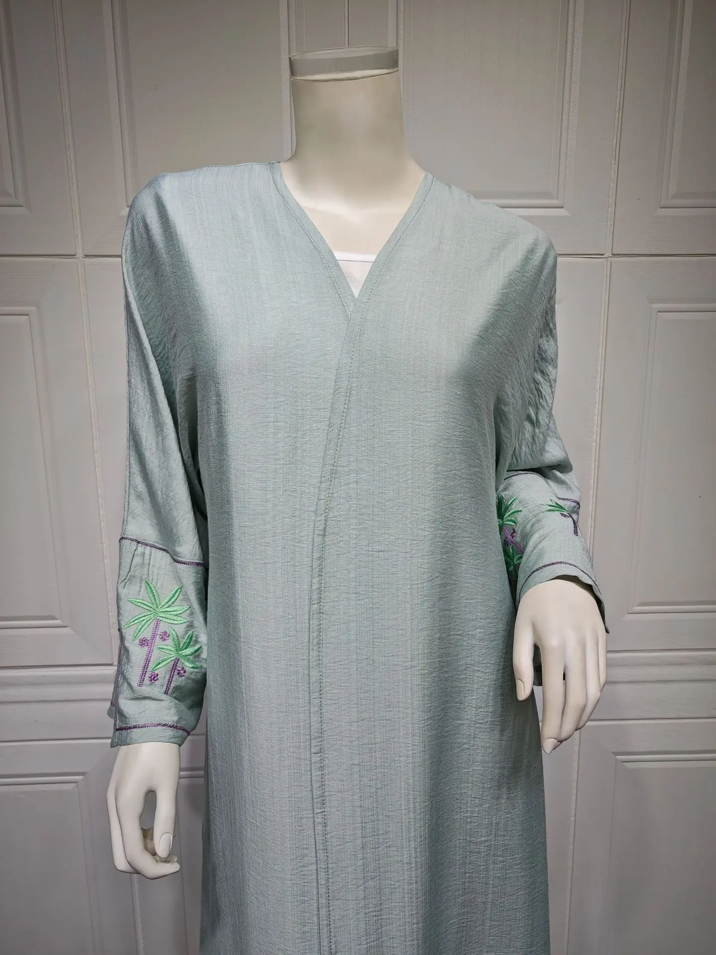 abaya ouverte à manches longues pour femmes musulmanes, kimono ethnique du ramadan, caftan arabe marocain, broderie solide modeste, turquie