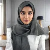 Écharpe Hijab Plissée et Brillante en Polyester pour Femme, Turban Islamique de Haute Qualité, à la Mode, localité, Argenté, Froissé