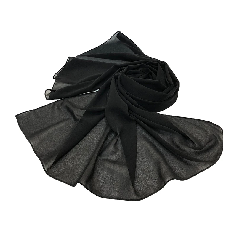 Écharpe hijab longue en mousseline de soie froissée de qualité supérieure pour femmes, foulards musulmans très doux
