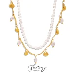 Collier de perles d&rsquo;eau douce naturelles pour femmes, pendentif de luxe en acier inoxydable plaqué or 18 carats, bijoux à breloques pour dames