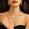 ensemble de bijoux de mariée de luxe vintage, élégant, collier et boucles d'oreilles en zircon, tempérament exquis, bracelet en strass, mariage