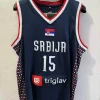 2025 srbija 15 jokic blanc bleu marine maillot séchage rapide respirant couture broderie tenue de ville maillots de basket ball