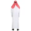 costume de cosplay pour musulmans arabes pour hommes, avec robe et foulard, arabie saoudite, eid, turquie, abaya, tunique, enveloppement de tête, déguisement de fête