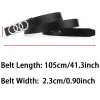 ceinture en cuir pu pour femmes, 1 pièce, mode argent, boucle à trois cercles, polyvalente, personnalisée, associée à des jeans, nouvelle collection