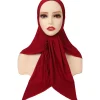 nouveau style de mode foulard musulman élastique coton jersey turban châle femmes triangle écharpe en gros pays bas plaine hijab