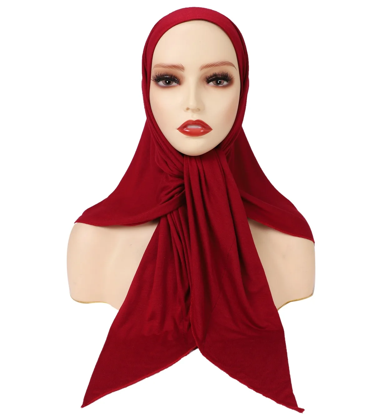 nouveau style de mode foulard musulman élastique coton jersey turban châle femmes triangle écharpe en gros pays bas plaine hijab