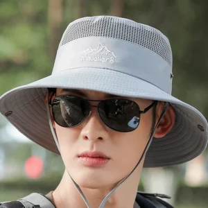 Respirant décontracté pour hommes en plein air Polyester visière chapeau femmes chapeau de soleil seau chapeau avec rabat de cou été Protection UV