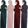 Ramadan une pièce prière Abaya Robe à capuche caftan femmes musulmanes Robe Hijab Robe couleur unie Islam dubaï turquie vêtements
