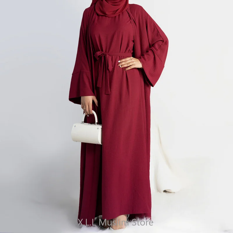 abaya fibrhijab ensemble musulman assressenti, 2 pièces/ensemble, robe africaine de luxe, kimono marocain, caftan