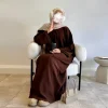 robe abaya en velours côtelé arabe chaud pour femmes ramadan dubaï femmes manteau musulman modeste hiver islam vêtements nouvelle robe solide turquie