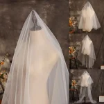 Voile de mariée Long monocouche, bricolage en Tulle pour femmes, Simple et élégant, accessoires de fête d&rsquo;enterrement de vie de jeune fille, pour fête de mariage