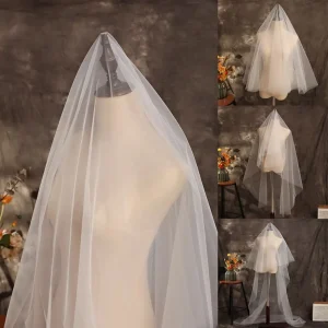 Voile de mariée Long monocouche, bricolage en Tulle pour femmes, Simple et élégant, accessoires de fête d&rsquo;enterrement de vie de jeune fille, pour fête de mariage