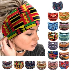 Boho Print HairBands for Women Yoga Workout Sports Head Band Fashion Band Band Band African Band Bands Stretchy Headwrap