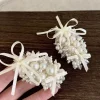 Épingle à cheveux en imitation de perles pour femmes, style ballet français, nœud en perles, doux, simple, élégant, frange, clip latéral, couvre chef
