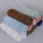 Paillettes femmes or soie avec perles musulman Hijab châles et enveloppes islamique Turban femme Foulard doux mince Hijabs Foulard