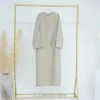 abaya en lin décontracté pour filles, kebaya, kaftan, turquie, islamique, eid, robes d'hiver, solide, document, paupières, 2024