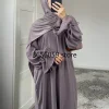 robe abaya décontractée pour femmes, robe musulmane, manches larges avec cordon de serrage, fermeture éclair sur le devant, vêtements islamiques hijabi, ramadan eid