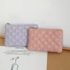petit porte monnaie en cuir pu pour femme, portefeuilles à fermeture éclair, poudres, imprimé à carreaux, porte monnaie, porte cartes de visite, mini sac à monnaie pour femme