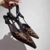 sandales à talons léopard pour femmes, chaussures élégantes à bout pointu, pantoufles à talons de styliste, tongs de fête à la mode, tendance, 2025