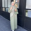 abaya en lin décontracté pour filles, kebaya, kaftan, turquie, islamique, eid, robes d'hiver, solide, document, paupières, 2024