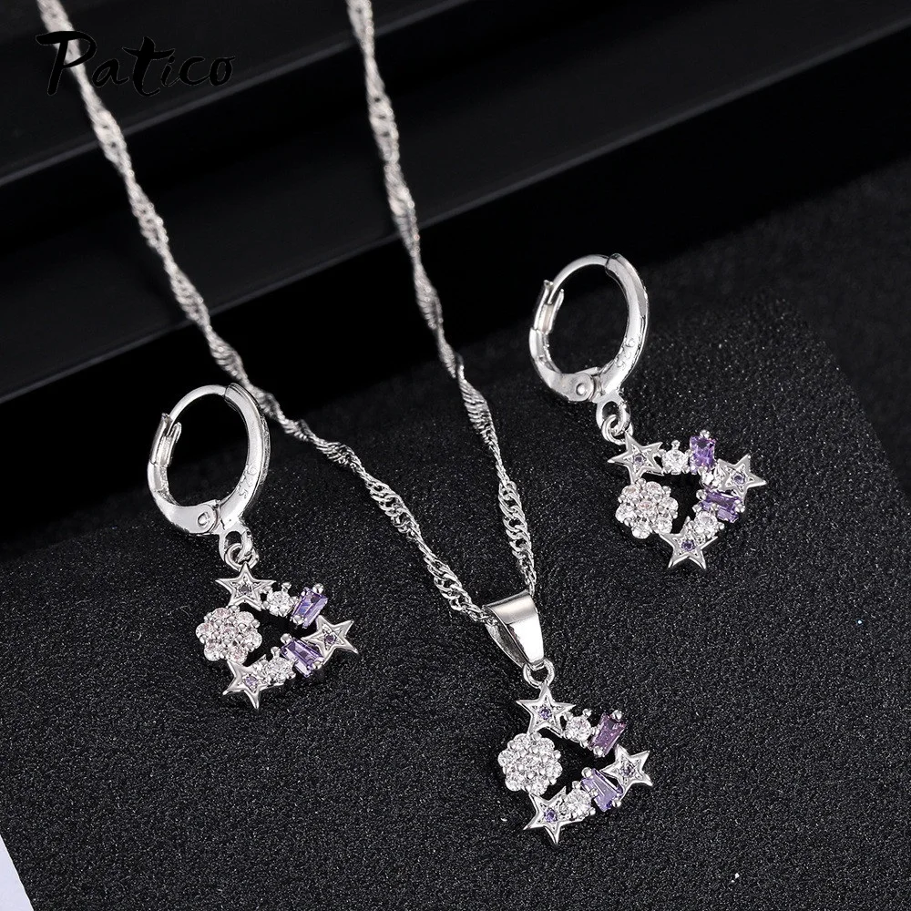 Ensembles de bijoux élégants en argent regardé 925 pour femmes, collier de boucles d'oreilles, tour de cou en biscuits colorés, boucles d'oreilles étoiles, cadeaux de bijoux