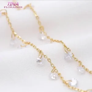Chaîne en laiton plaqué or 14K et cristal de Zircon, accessoires pour la fabrication de bijoux, Bracelets, collier, boucles d&rsquo;oreilles, matériel