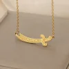 kkjoy – pendentif épée islamique en acier inoxydable, colliers musulmans, bijoux religieux, cadeau pour hommes et femmes