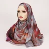 musulman modal écharpe jersey hijab longue aquarelle floral châle écharpe femmes plaine doux turban cravate tête chaînes bandeau foulards