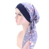 femmes imprimé pré attaché turban casquette longue queue foulard extensible bandana musulman hijab casquettes intérieures perte de cheveux couverture bonnets bonnet